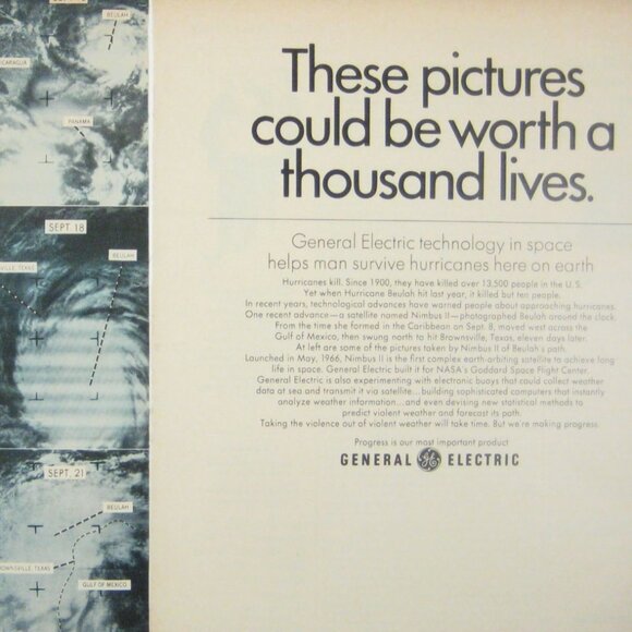 Vintage General Electric 1960s Hurricane Awareness Print AD 2 Page GE - Picture 2 of 2